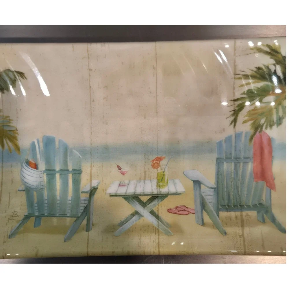 Charles Keller Melamine Beach Serving‎ Platter Tropical Coastal Tray 15.5